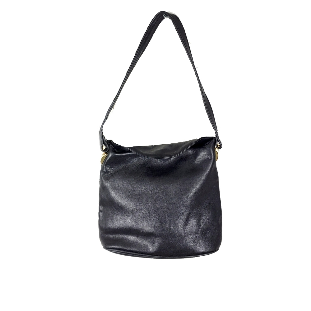 Tignanello Soft Black Leather Fold Over Shldr Bag - Picture 2 of 7